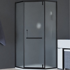 RGW Душевой уголок Hotel HO-084B 90x90 профиль черный стекло матовое сатинат – фотография-2