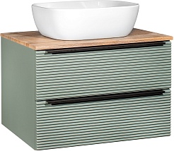 Runo Мебель для ванной Орлеан 70 Bella подвесная зеленая/дуб натуральный – фотография-2