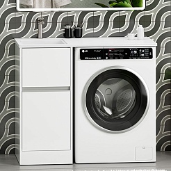 Misty Тумба под раковину Ингрид 40 под стиральную машину белая – фотография-9