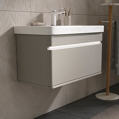 Equil Тумба с раковиной Elegante 80 1 ящик подвесная амарок/белая – фотография-7