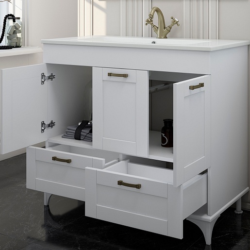 Sanflor Мебель для ванной Ванесса 95/2 Piano белая – картинка-5