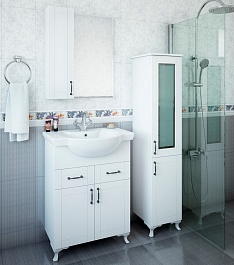 Sanflor Зеркальный шкаф Глория 65 L белый матовый – фотография-3