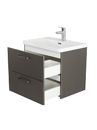 BelBagno Тумба с раковиной Due 50 подвесная Оружейная сталь ручки Матовый тёмный никель – фотография-5