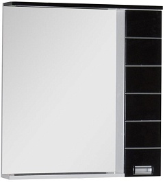 Aquanet Зеркальный шкаф "Доминика 80" черный – фотография-1