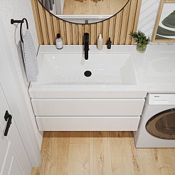 Vivon Тумба с раковиной под стиральную машину Donna 150L подвесная белый глянец – фотография-3