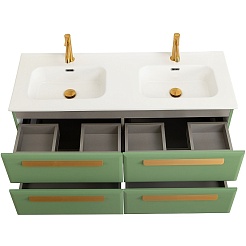 Cezares Тумба с раковиной Eco Cer-N 120 с 4 ящиками фисташковый софт CZR-8095-120-2 ручки сатиновое золото – фотография-6