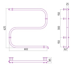 Стилье Полотенцесушитель электрический №2 S-образный 600х600 – фотография-2