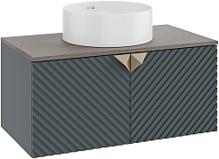 Runo Тумба с раковиной Андорра 85 Palla подвесная зеленый графит/дуб коньячный – фотография-1