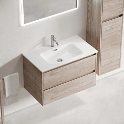 Sancos Тумба с раковиной Libra 80 дуб галифакс натуральный раковина Element 81 CN7005 – фотография-2