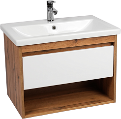 Viant Мебель для ванной Бостон 80 1 ящик подвесная белая/дуб вотан – фотография-2