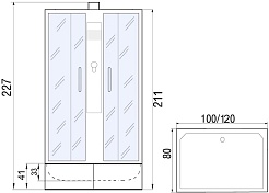 River Душевая кабина Quadro Б/К XL 100/80/41 MT – фотография-9