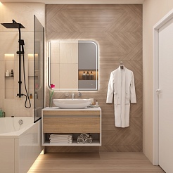 Teymi Тумба с раковиной Ritta 85 Ellie 60 подвесная белый/дуб – фотография-10