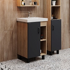 Onika Мебель для ванной Тимбер 50 L серая матовая/дуб сонома – фотография-9