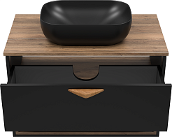 Brevita Тумба с раковиной Bergen 80 подвесная дуб галифакс олово/черная – фотография-4