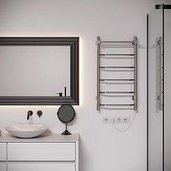 Aringa Полотенцесушитель электрический Киото 80x40 AR03004CH с полкой хром – фотография-4