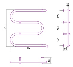 Стилье Полотенцесушитель электрический №3 М-образный 500х500 – фотография-2