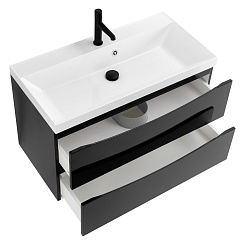 BelBagno Тумба с раковиной Marino 80 подвесная Nero Lucido – фотография-4