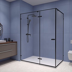 RGW Душевой уголок Stilvoll SV-040B 100x90 профиль черный стекло прозрачное – фотография-2