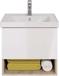 Dreja Тумба под раковину Perfecto 60 подвесная белая/дуб эврика – фотография-2