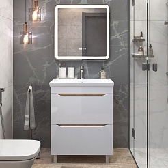 Vigo Тумба с раковиной Grani 70 напольная белая/дуб золотой – фотография-9