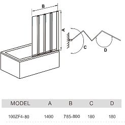 WeltWasser Шторка на ванну WW100 100ZF4-80 – фотография-2
