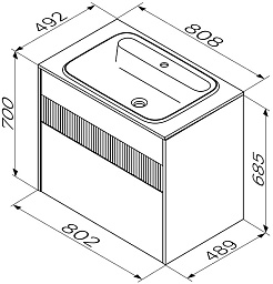 Am.Pm Тумба с раковиной Func 80 подвесная белая матовая – фотография-12