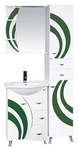 Misty Тумба с раковиной Каролина 60 3 ящика L зеленое стекло – картинка-3