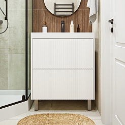 Vivon Тумба с раковиной Kristi 70 белая матовая рифленая – фотография-1