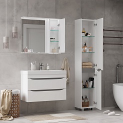 Volna Зеркальный шкаф Lake 80 R белый – фотография-9