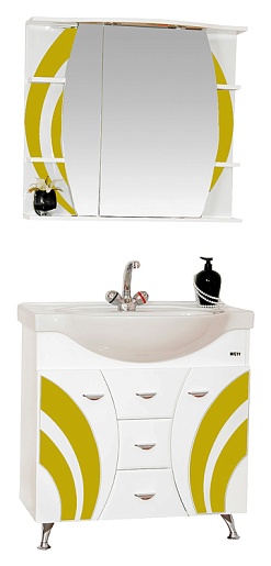 Misty Зеркальный шкаф Каролина 80 L желтое стекло – фотография-2