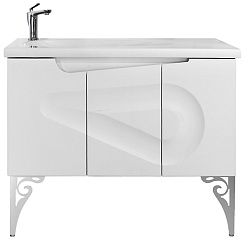 Водолей Тумба с раковиной "Арнелла Капля 100" белая, дверцы – фотография-1