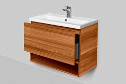 Am.Pm Тумба с раковиной Gem 60 орех, с 1 ящиком – фотография-4