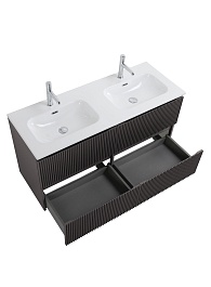 BelBagno Тумба с раковиной Uno 120 с 2 чашами подвесная Темно-Серый матовый с раковиной CZR-8073-120-2 – фотография-5