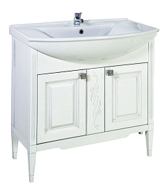 ASB-Woodline Мебель для ванной Модена 85 белая, массив ясеня – фотография-4