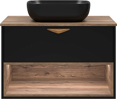 Brevita Тумба под раковину Bergen 80 подвесная дуб галифакс олово/черная