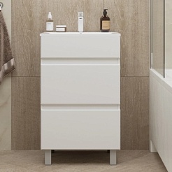 Mixline Тумба с раковиной Брикс 50 2 ящика белая – фотография-4