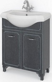 Какса-а Мебель для ванной Патина 65 черная с белым – фотография-2