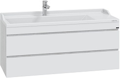 СанТа Мебель для ванной Марс 120 подвесная белая/светлое дерево – фотография-6