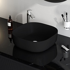 Am.Pm Мебельная накладная раковина Func 43 черная матовая – фотография-2