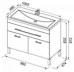 Aquanet Тумба с раковиной Верона 100 напольная, дверцы, белая – фотография-2