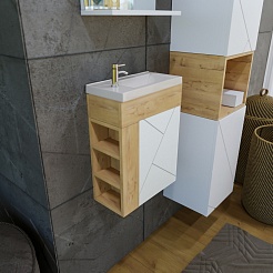 Бриклаер Тумба с раковиной Кристалл 40 белая/дуб бунратти – фотография-3