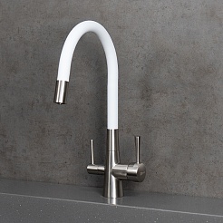 Lemark Смеситель для кухни Comfort LM3075BN-White белый/никель – фотография-2