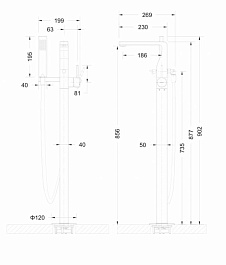 Bravat Смеситель для вынны с душем Arc F66061C-B3-ENG хром напольный – фотография-2