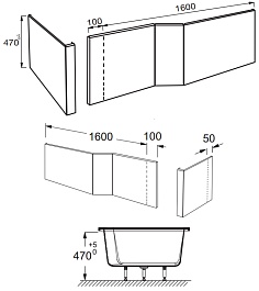 Jacob Delafon Фронтальная панель Bain-Douche Malice 160 E6D067-00 – фотография-3