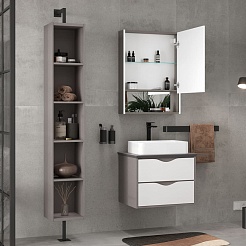 Equil Зеркальный шкаф Smile 60 R лен антрацит – фотография-6