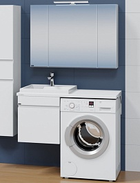 СанТа Мебель для ванной под стиральную машину Марс 110 L 1 ящик подвесная белая – фотография-1