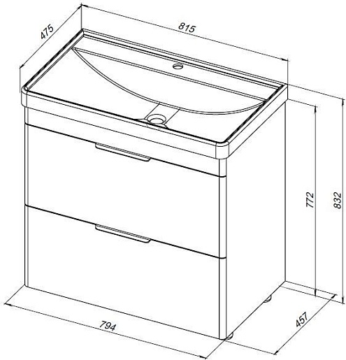 Aquanet Тумба под раковину Ирис New 80 белая глянцевая – картинка-9