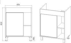 Viant Тумба с раковиной Бостон 70 графит/дуб вотан – фотография-8