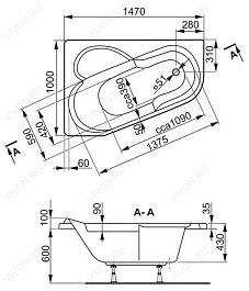 Vagnerplast Акриловая ванна Selena 147 R – фотография-3
