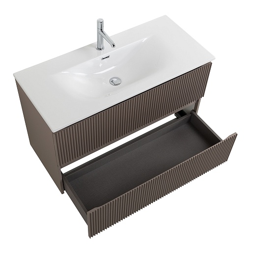 BelBagno Тумба под раковину Uno 100 подвесная Бежевый матовый – фотография-10